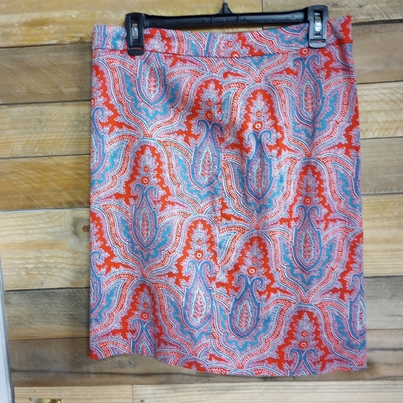 J. Crew Paisley The Pencil Skirt Size 10 Back Zip Closure. Boho Hippie Festival. - Picture 1 of 7
